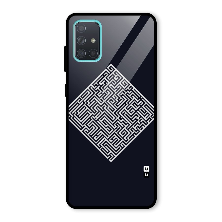 Minimal Maze Pattern Glass Back Case for Galaxy A71
