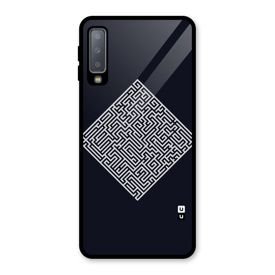 Minimal Maze Pattern Glass Back Case for Galaxy A7 (2018)