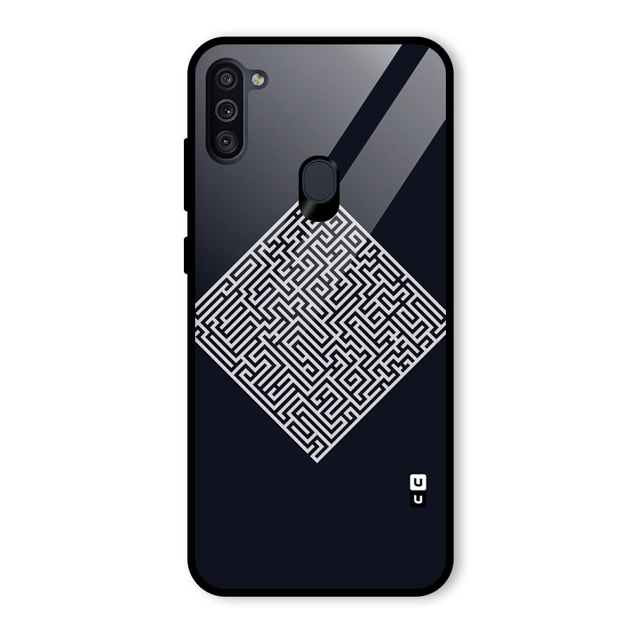Minimal Maze Pattern Glass Back Case for Galaxy M11