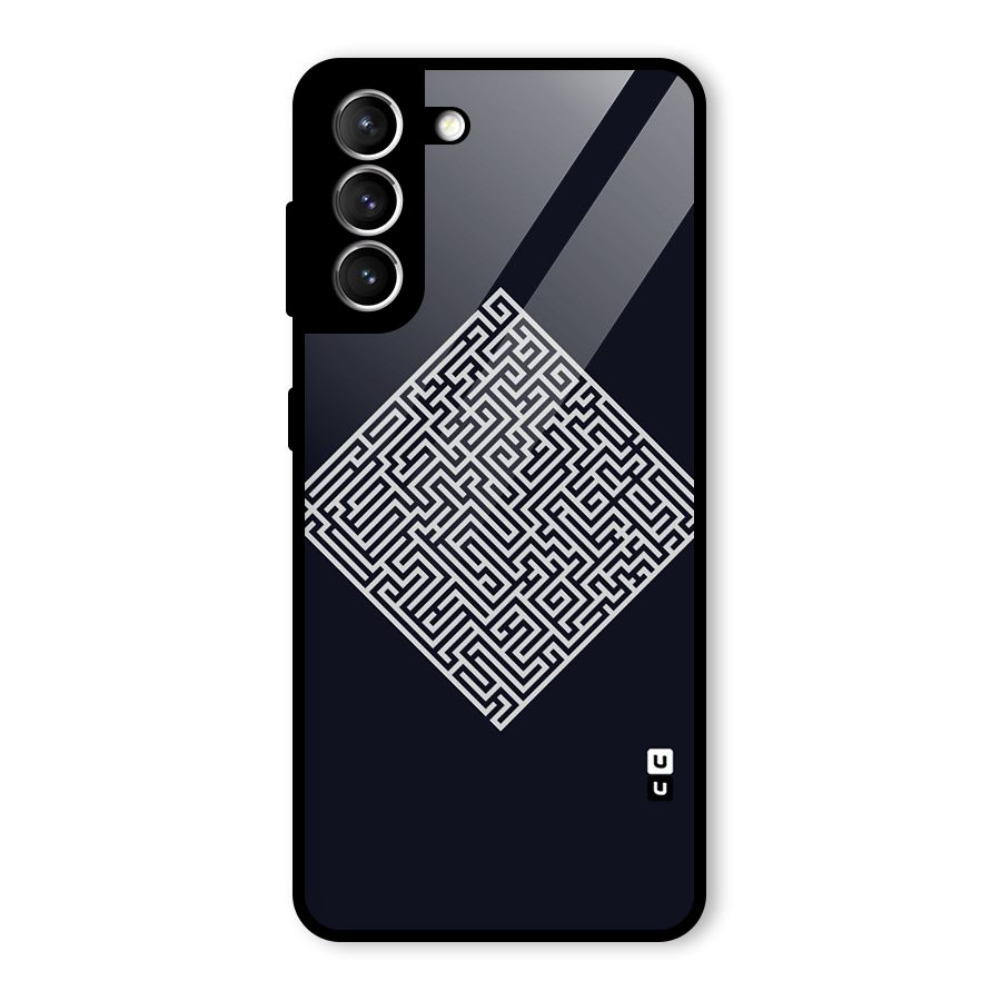 Minimal Maze Pattern Glass Back Case for Galaxy S21 5G