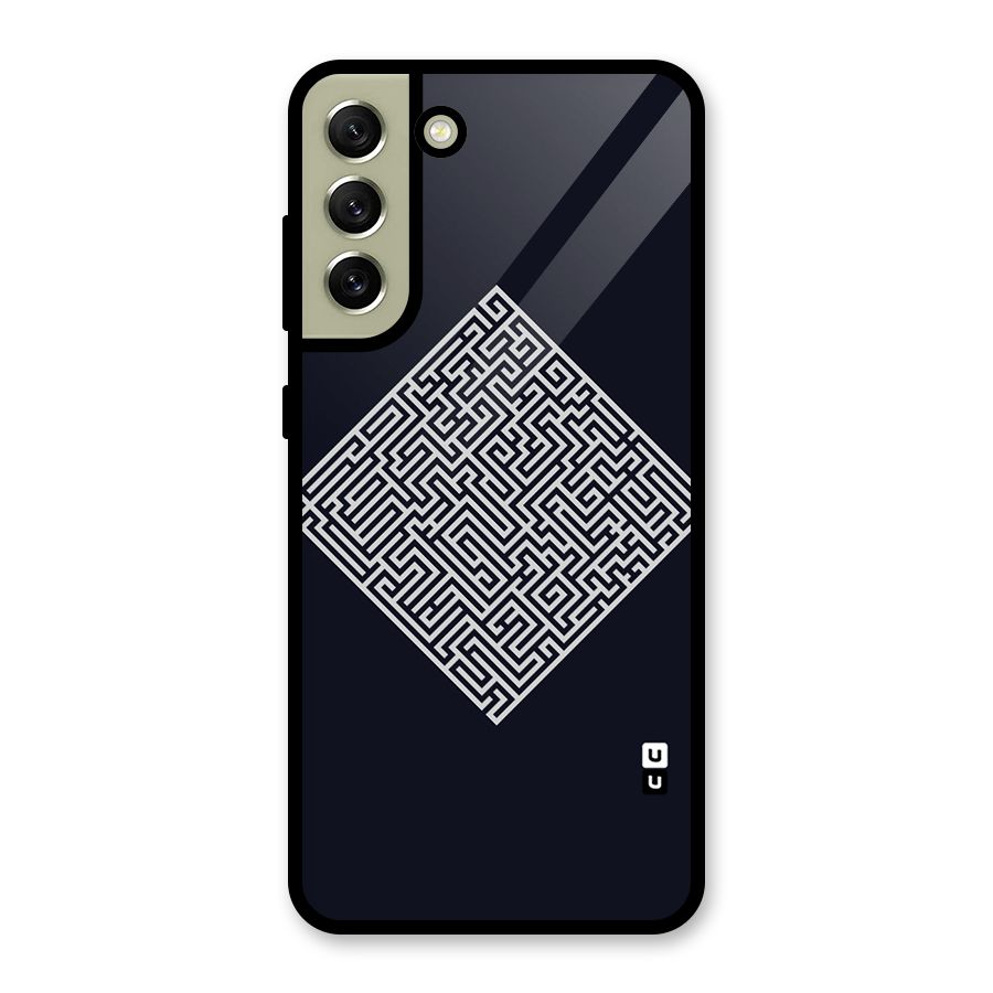 Minimal Maze Pattern Glass Back Case for Galaxy S21 FE 5G