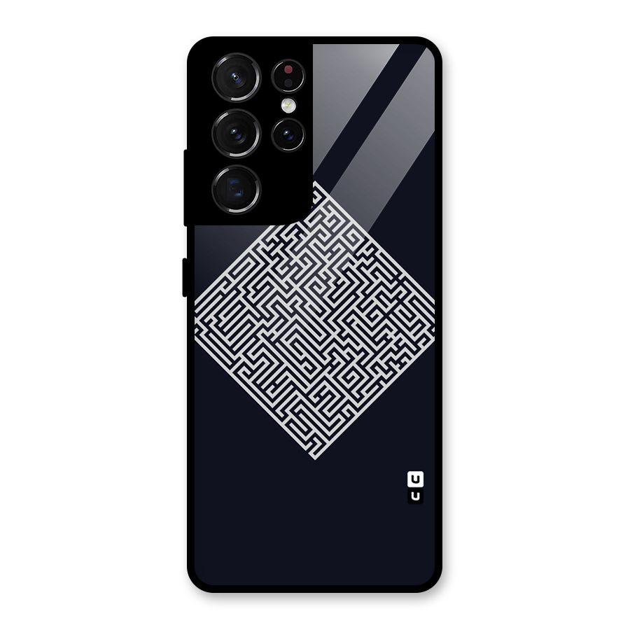 Minimal Maze Pattern Glass Back Case for Galaxy S21 Ultra 5G