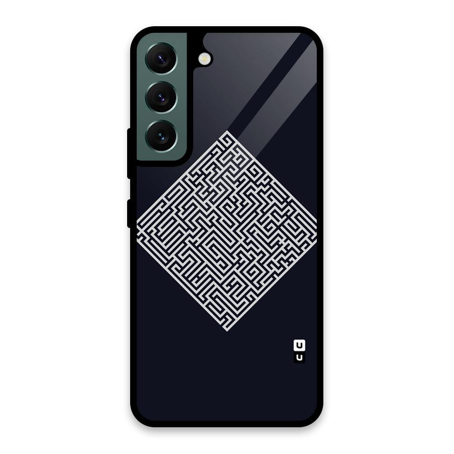 Minimal Maze Pattern Glass Back Case for Galaxy S22 5G