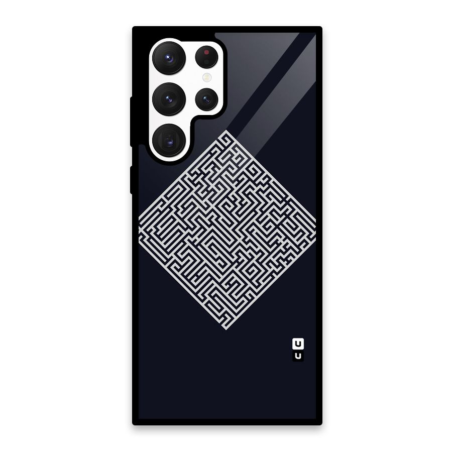 Minimal Maze Pattern Glass Back Case for Galaxy S22 Ultra 5G