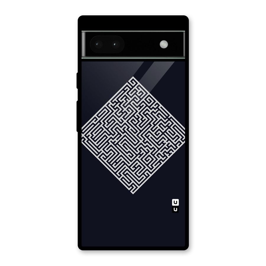 Minimal Maze Pattern Glass Back Case for Google Pixel 6a