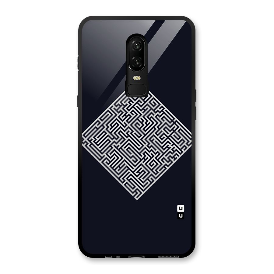 Minimal Maze Pattern Glass Back Case for OnePlus 6