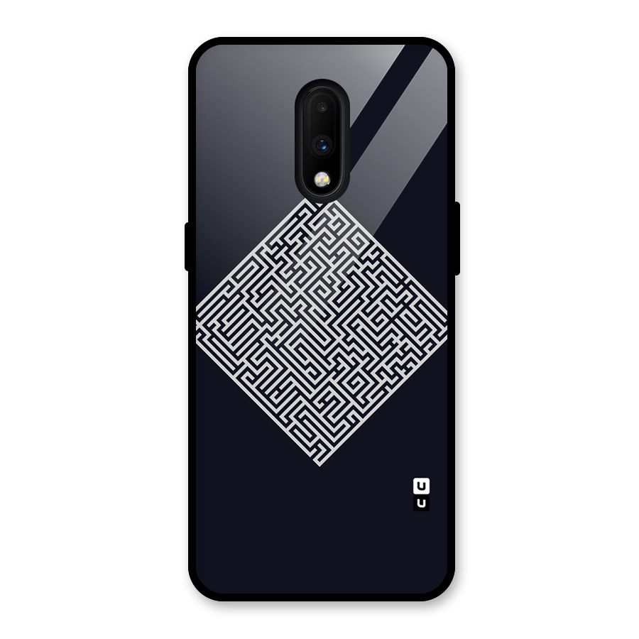 Minimal Maze Pattern Glass Back Case for OnePlus 7