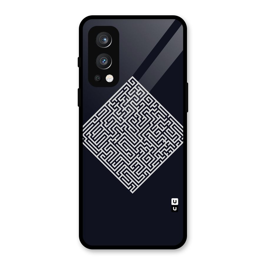 Minimal Maze Pattern Glass Back Case for OnePlus Nord 2 5G