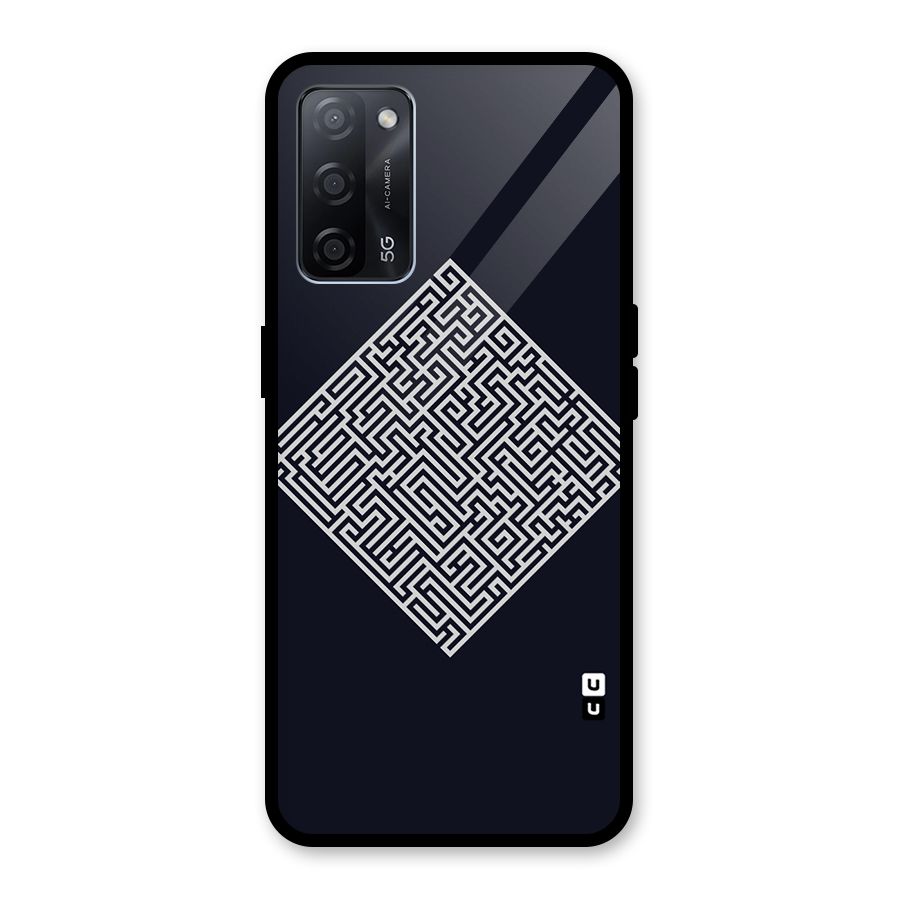 Minimal Maze Pattern Glass Back Case for Oppo A53s 5G