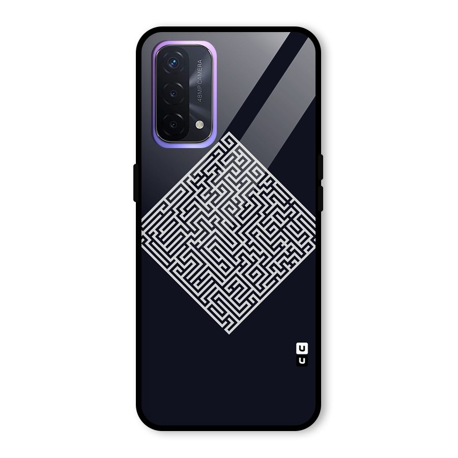 Minimal Maze Pattern Glass Back Case for Oppo A74 5G
