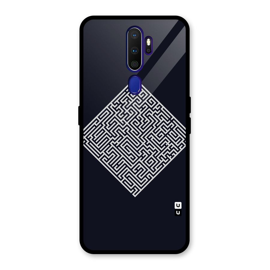 Minimal Maze Pattern Glass Back Case for Oppo A9 (2020)