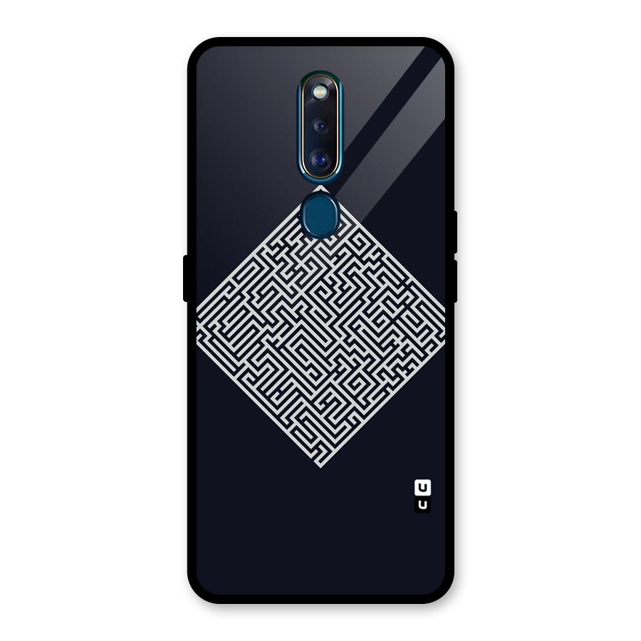 Minimal Maze Pattern Glass Back Case for Oppo F11 Pro