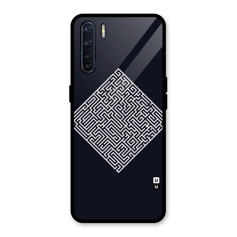 Minimal Maze Pattern Glass Back Case for Oppo F15