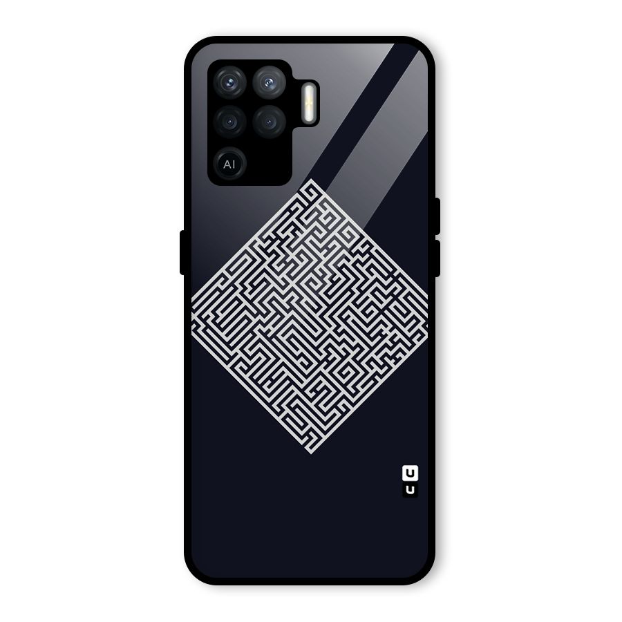 Minimal Maze Pattern Glass Back Case for Oppo F19 Pro