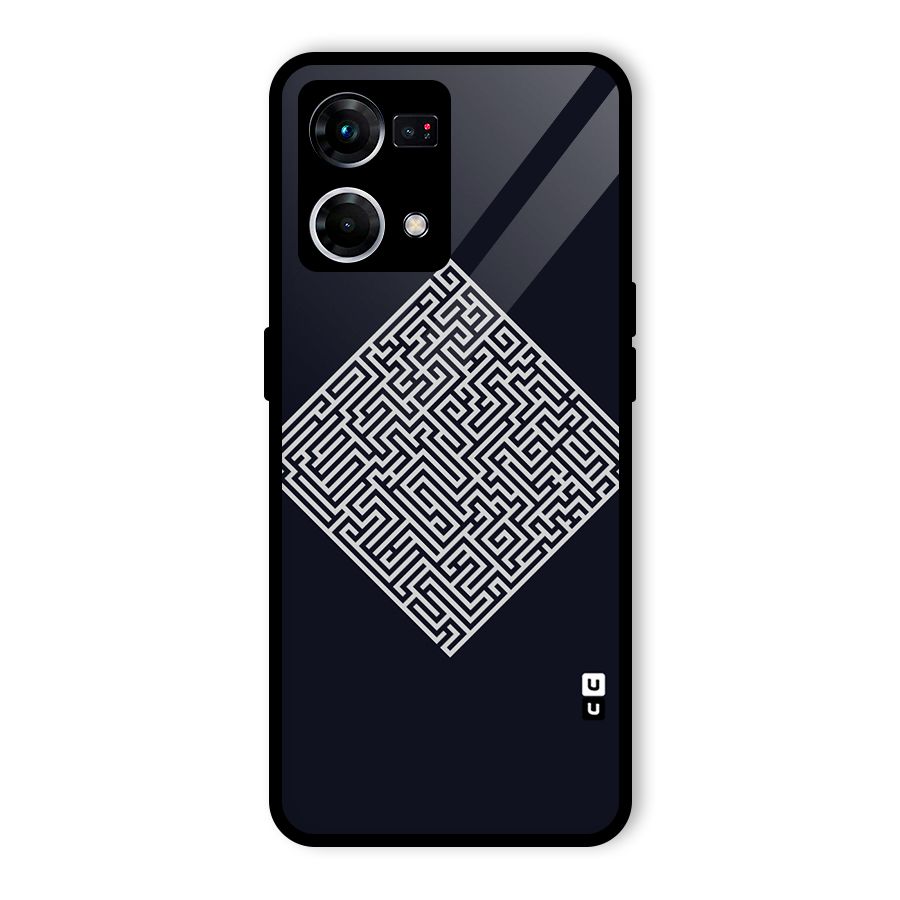 Minimal Maze Pattern Glass Back Case for Oppo F21s Pro 4G
