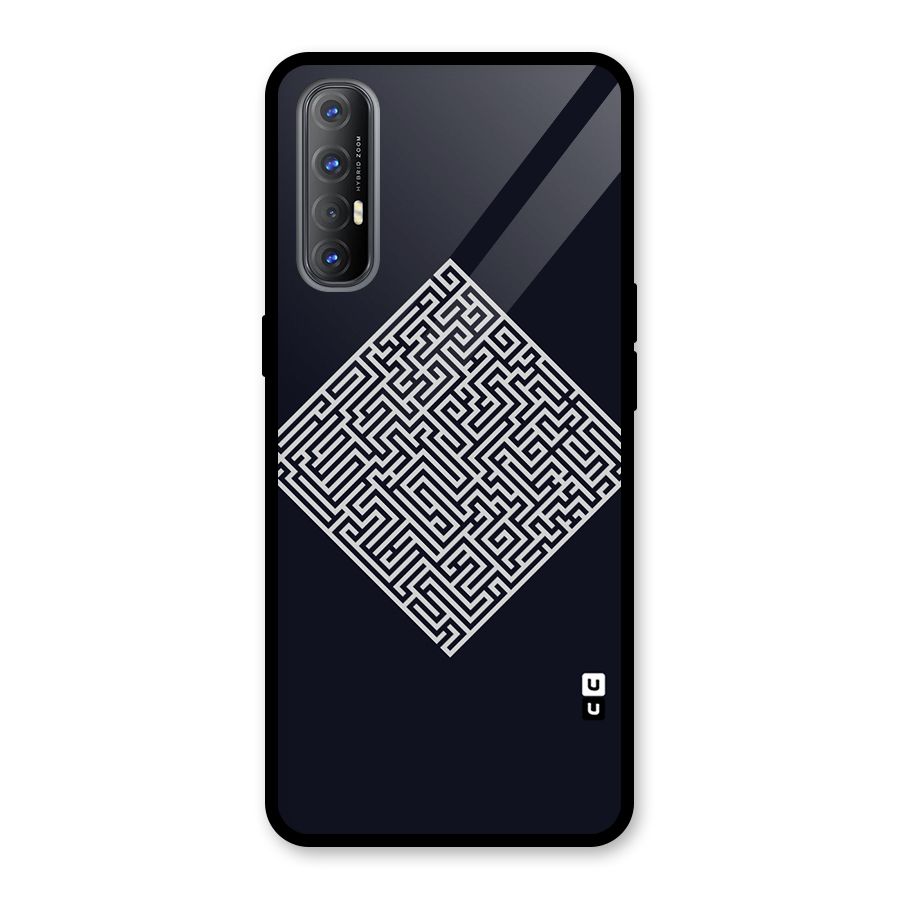 Minimal Maze Pattern Glass Back Case for Oppo Reno3 Pro
