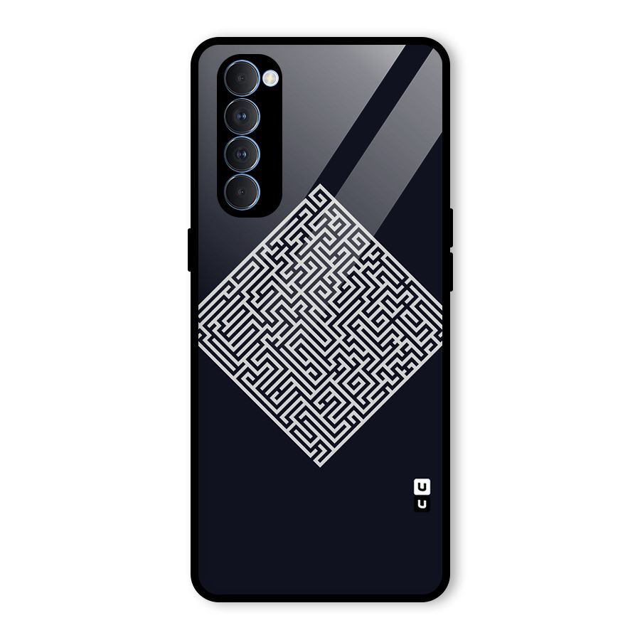 Minimal Maze Pattern Glass Back Case for Oppo Reno4 Pro