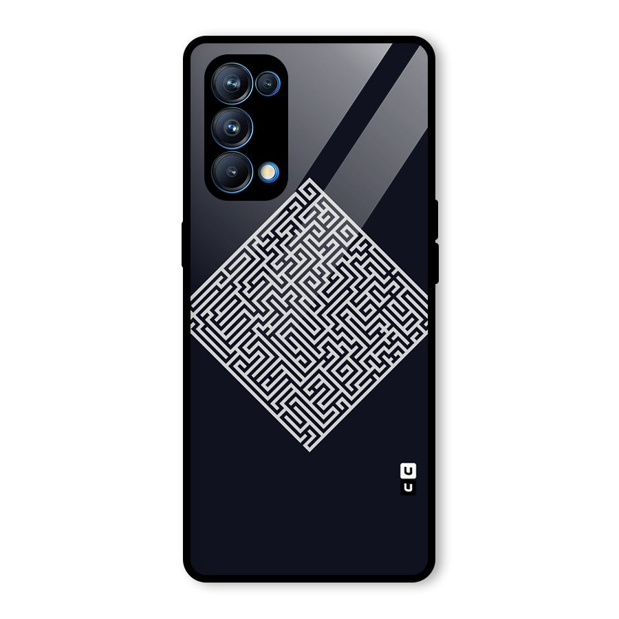 Minimal Maze Pattern Glass Back Case for Oppo Reno5 Pro 5G