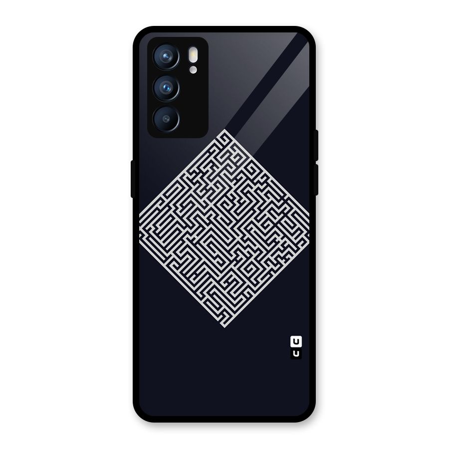 Minimal Maze Pattern Glass Back Case for Oppo Reno6 5G