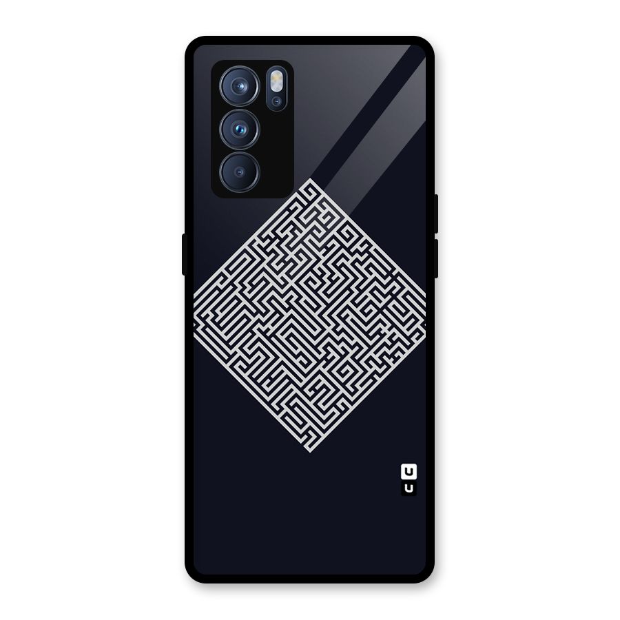 Minimal Maze Pattern Glass Back Case for Oppo Reno6 Pro 5G