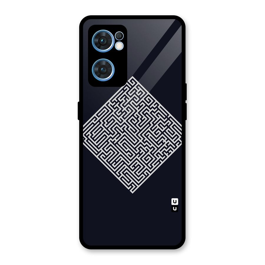 Minimal Maze Pattern Glass Back Case for Oppo Reno7 5G