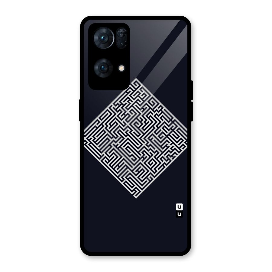 Minimal Maze Pattern Glass Back Case for Oppo Reno7 Pro 5G