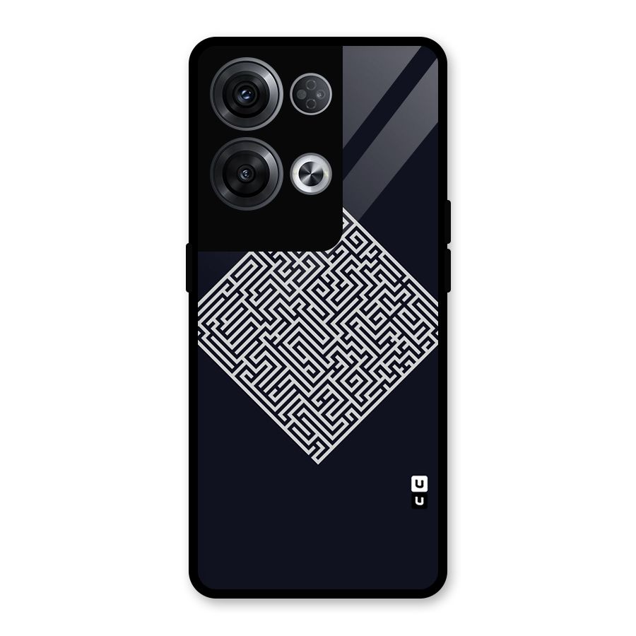Minimal Maze Pattern Glass Back Case for Oppo Reno8 Pro 5G