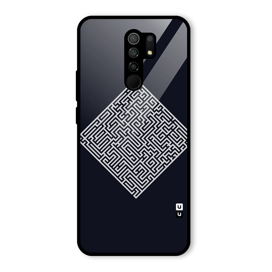 Minimal Maze Pattern Glass Back Case for Poco M2