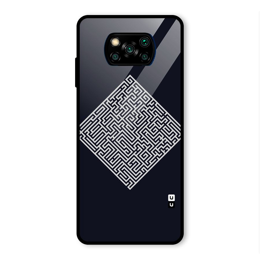 Minimal Maze Pattern Glass Back Case for Poco X3 Pro
