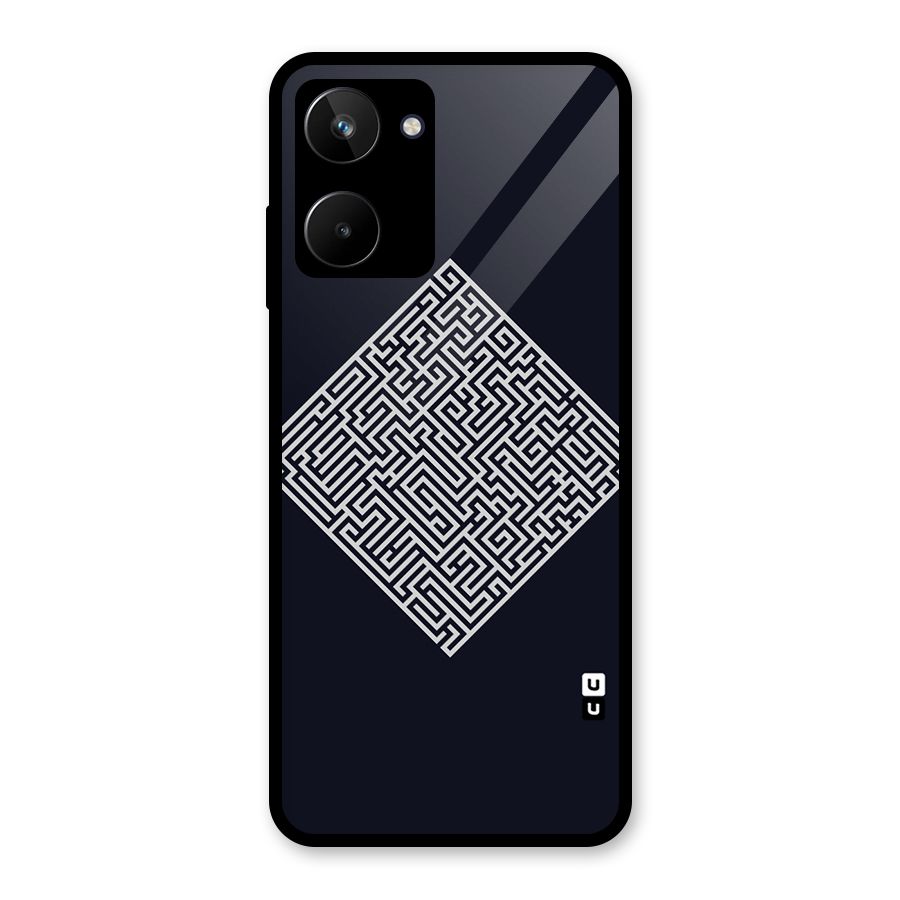 Minimal Maze Pattern Glass Back Case for Realme 10