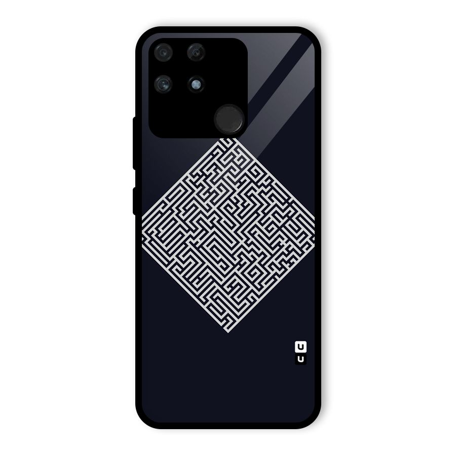 Minimal Maze Pattern Glass Back Case for Realme Narzo 50A