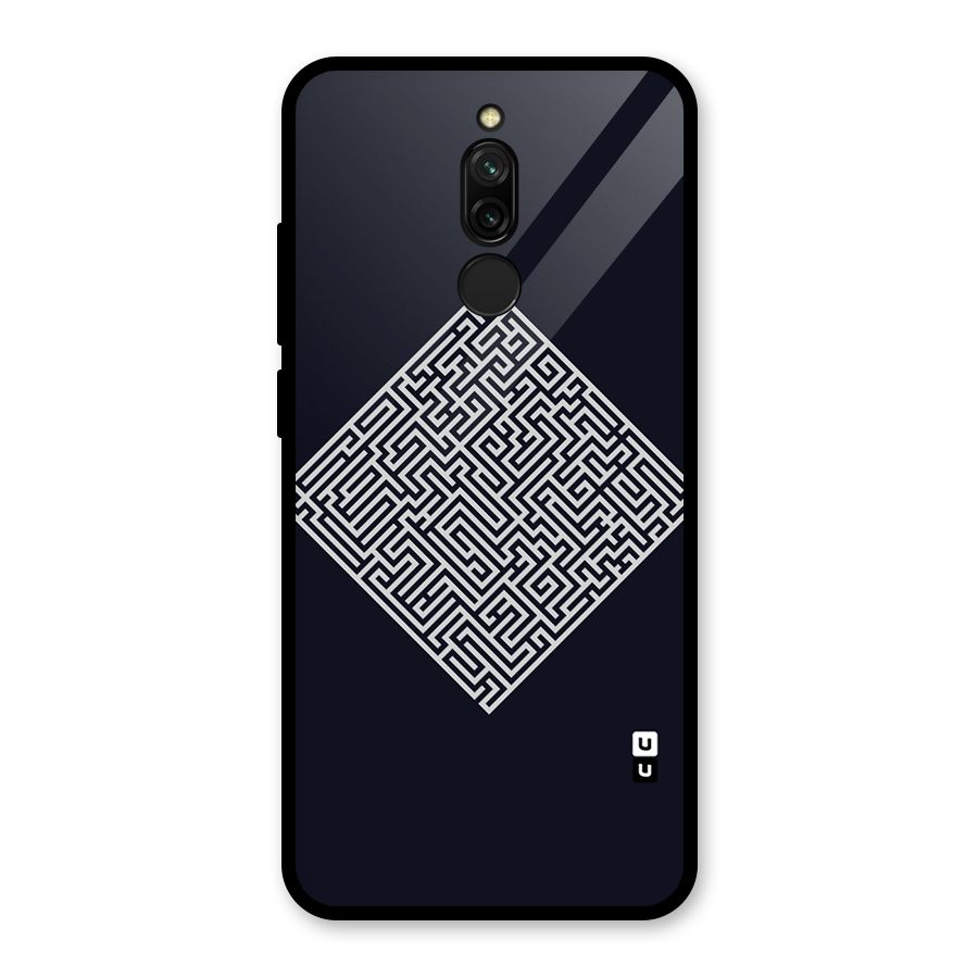 Minimal Maze Pattern Glass Back Case for Redmi 8