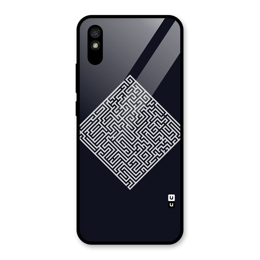 Minimal Maze Pattern Glass Back Case for Redmi 9i
