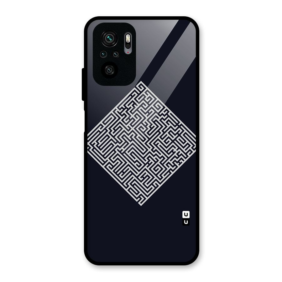 Minimal Maze Pattern Glass Back Case for Redmi Note 10S
