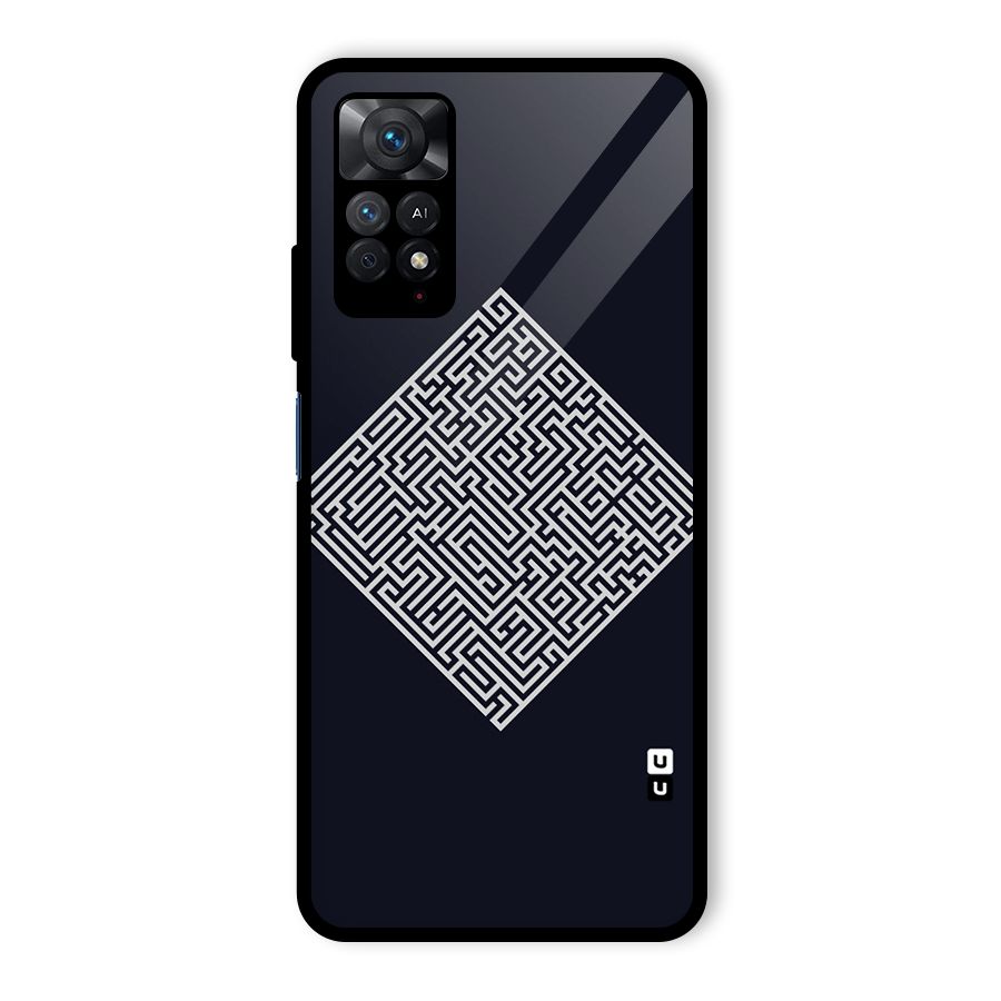 Minimal Maze Pattern Glass Back Case for Redmi Note 11 Pro
