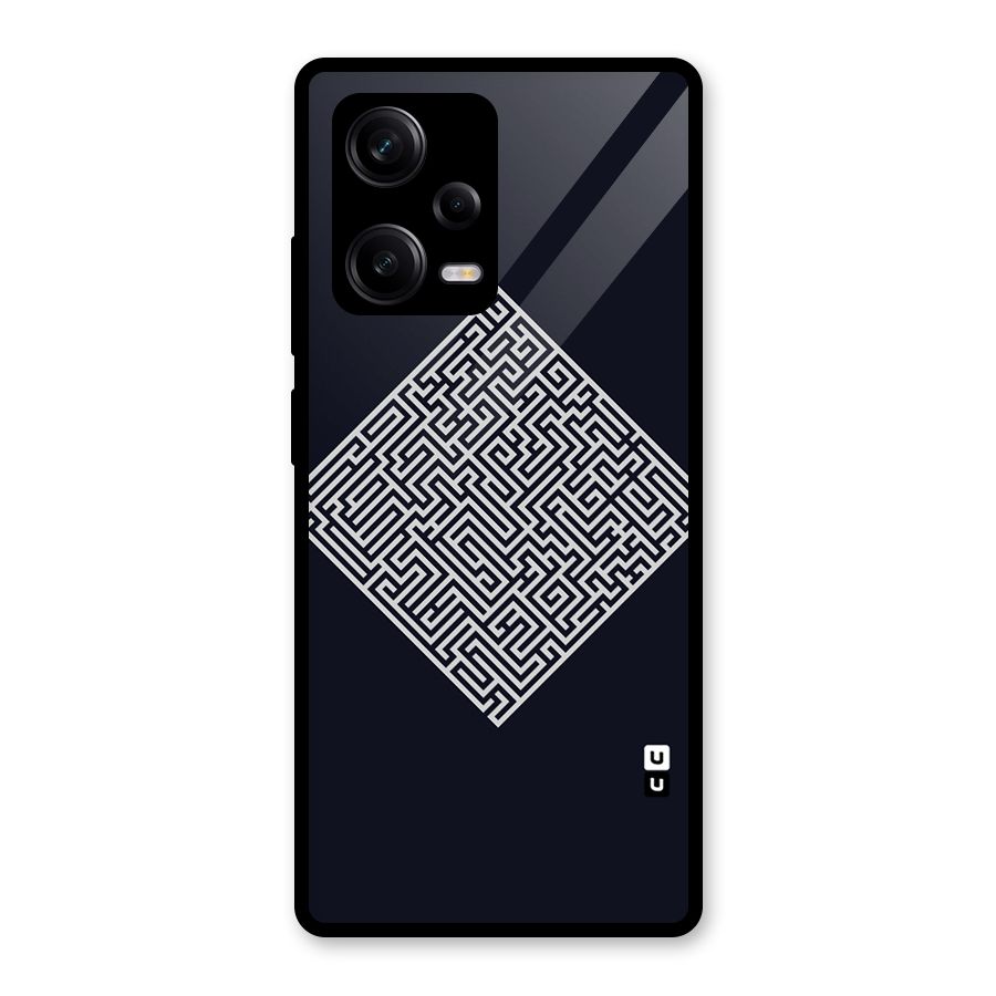 Minimal Maze Pattern Glass Back Case for Redmi Note 12 Pro