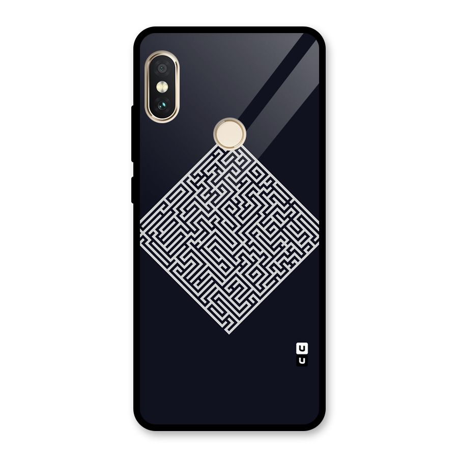 Minimal Maze Pattern Glass Back Case for Redmi Note 5 Pro