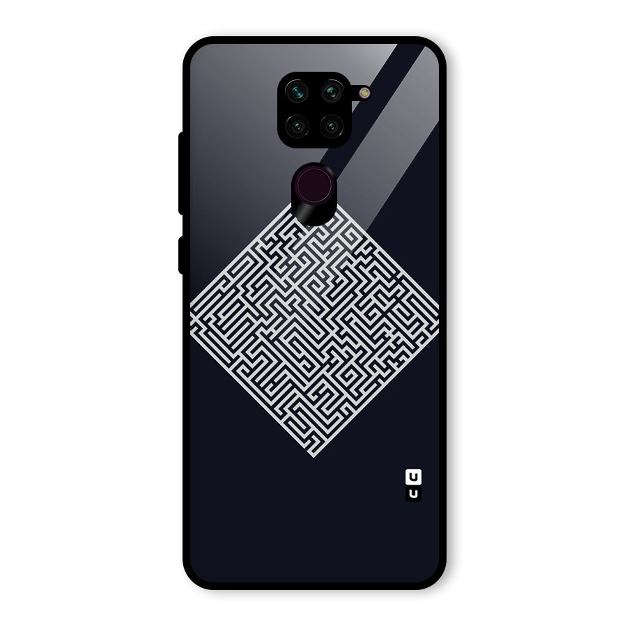 Minimal Maze Pattern Glass Back Case for Redmi Note 9