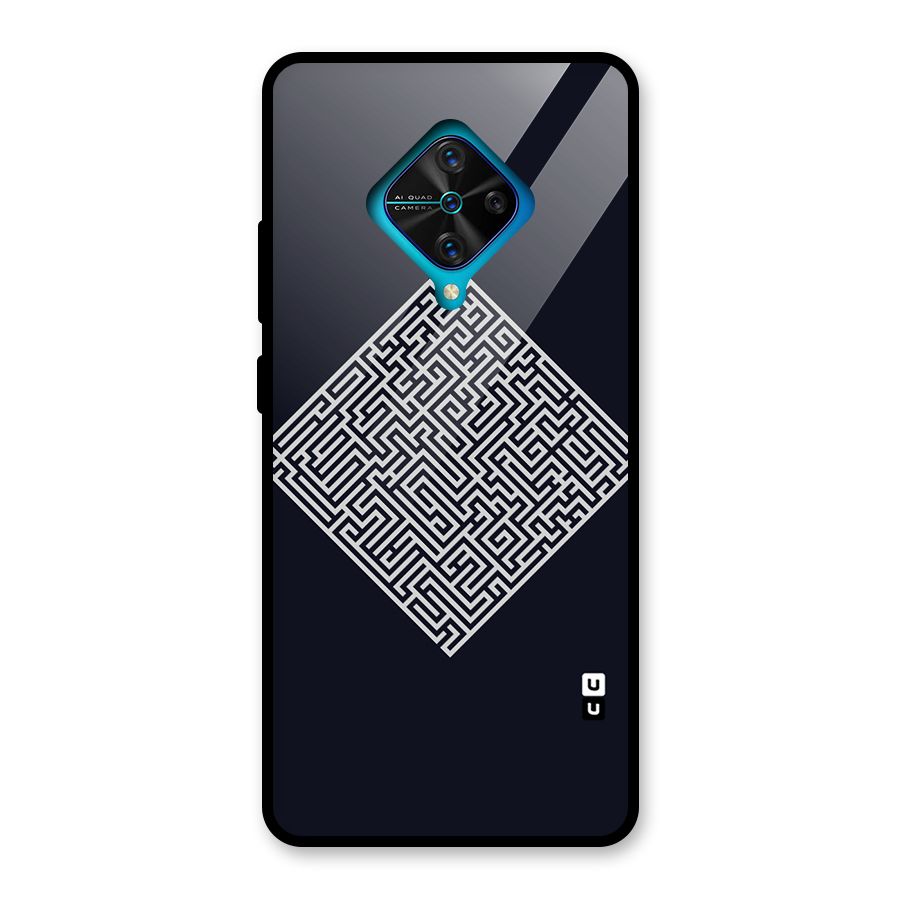 Minimal Maze Pattern Glass Back Case for Vivo S1 Pro