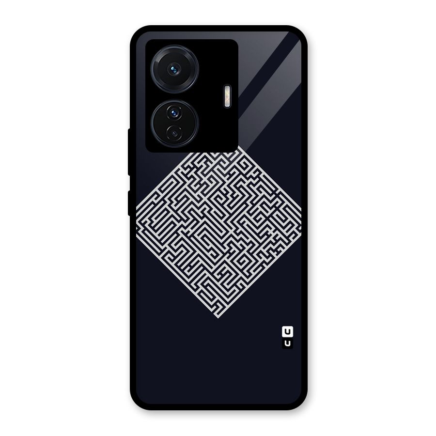 Minimal Maze Pattern Glass Back Case for Vivo T1 Pro