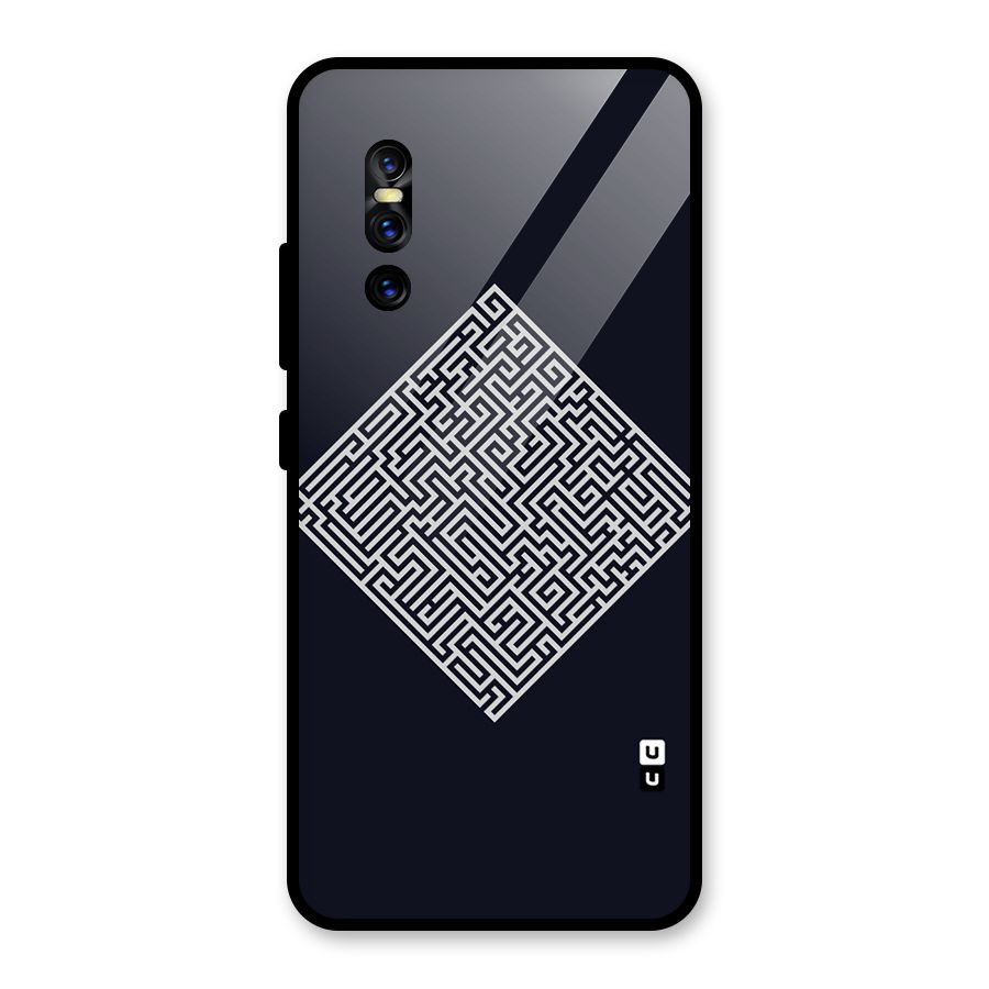 Minimal Maze Pattern Glass Back Case for Vivo V15 Pro
