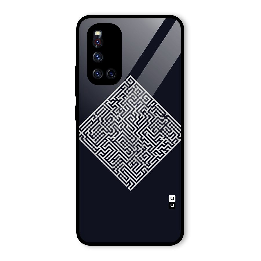Minimal Maze Pattern Glass Back Case for Vivo V19