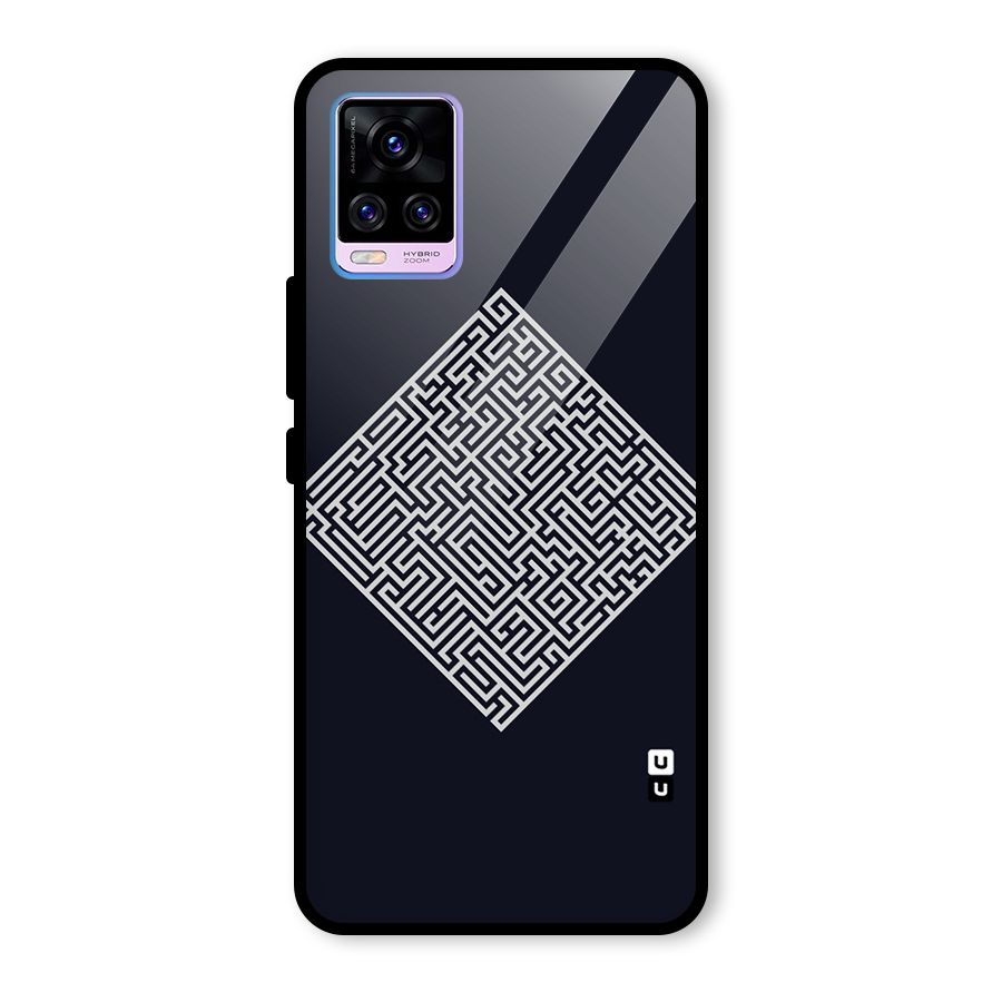 Minimal Maze Pattern Glass Back Case for Vivo V20 Pro
