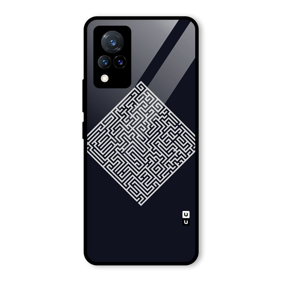 Minimal Maze Pattern Glass Back Case for Vivo V21 5G