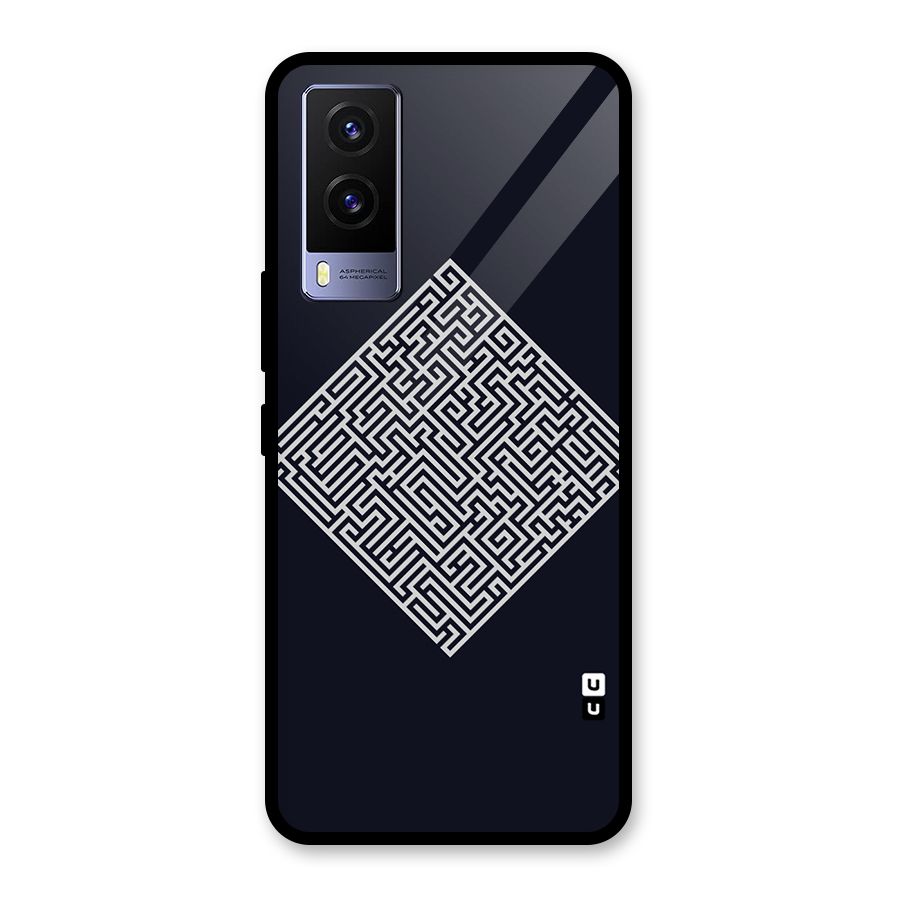 Minimal Maze Pattern Glass Back Case for Vivo V21e 5G