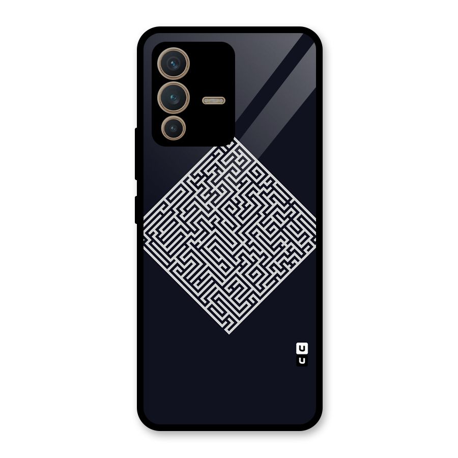 Minimal Maze Pattern Glass Back Case for Vivo V23 5G