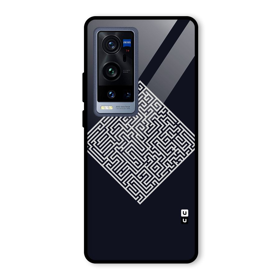 Minimal Maze Pattern Glass Back Case for Vivo X60 Pro Plus