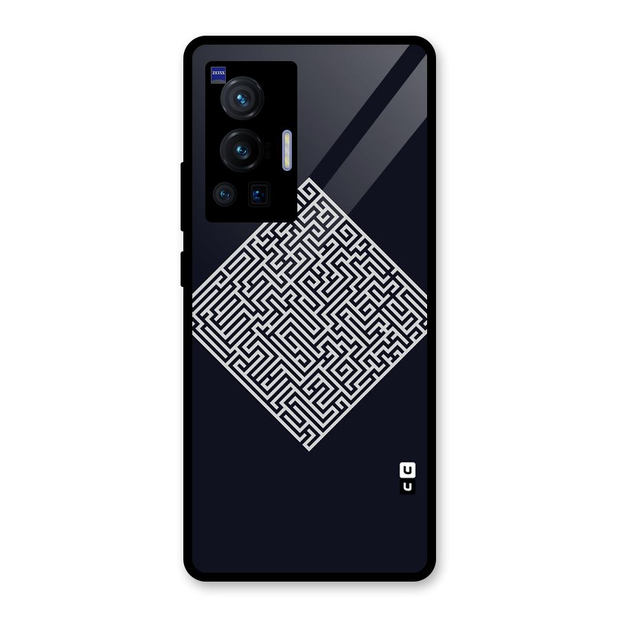 Minimal Maze Pattern Glass Back Case for Vivo X70 Pro