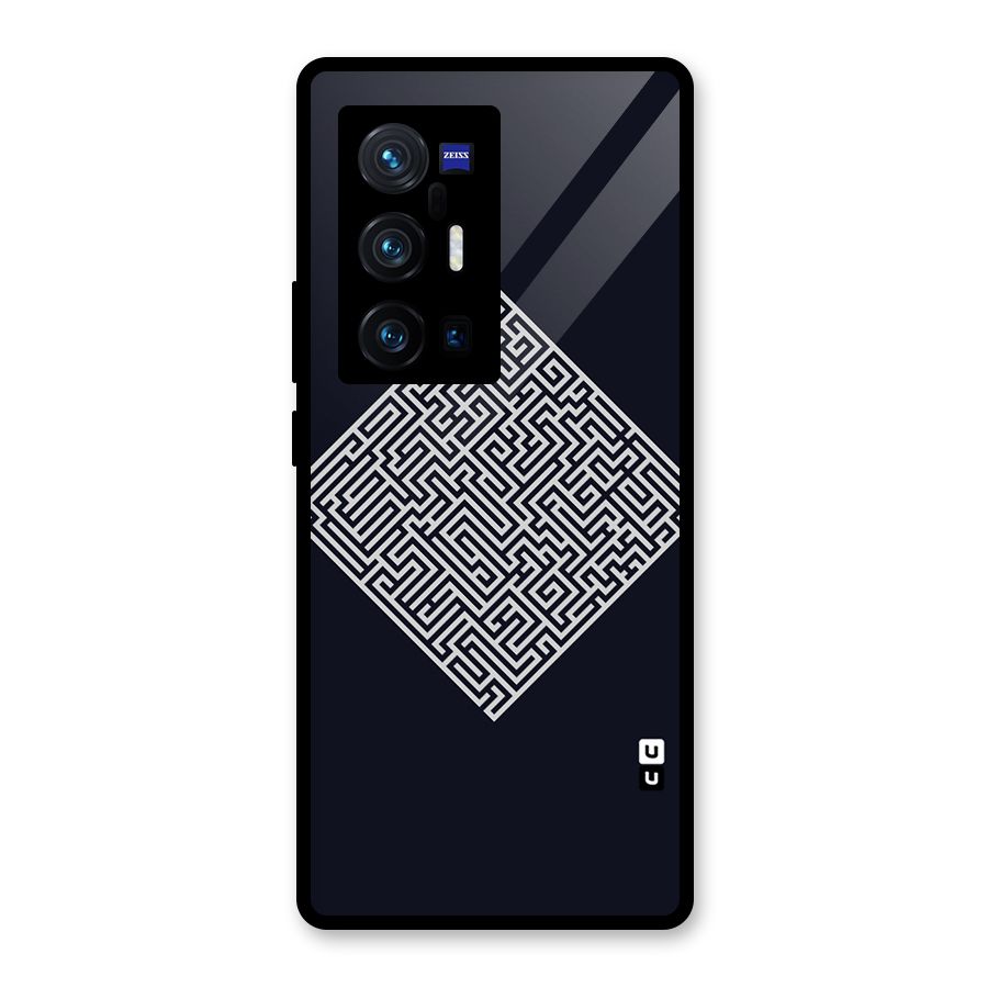 Minimal Maze Pattern Glass Back Case for Vivo X70 Pro Plus