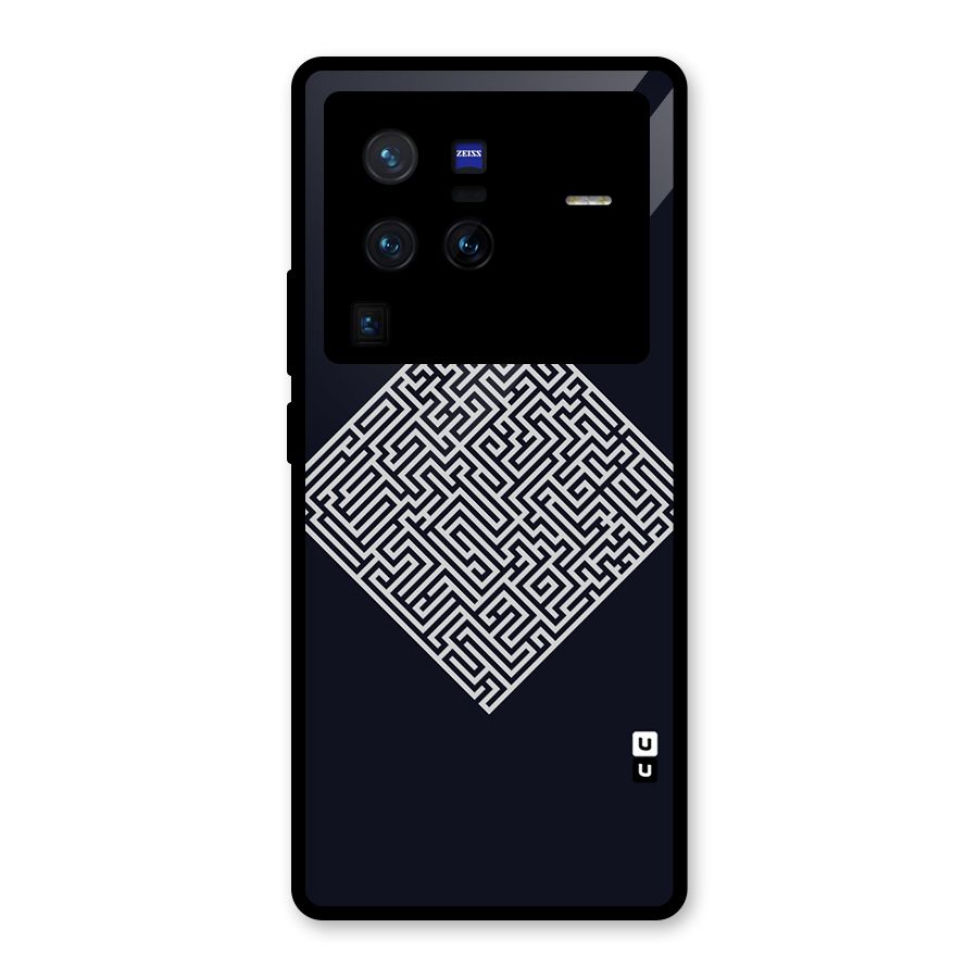 Minimal Maze Pattern Glass Back Case for Vivo X80 Pro